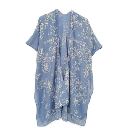 Floral Embroidered Lightweight Kimono