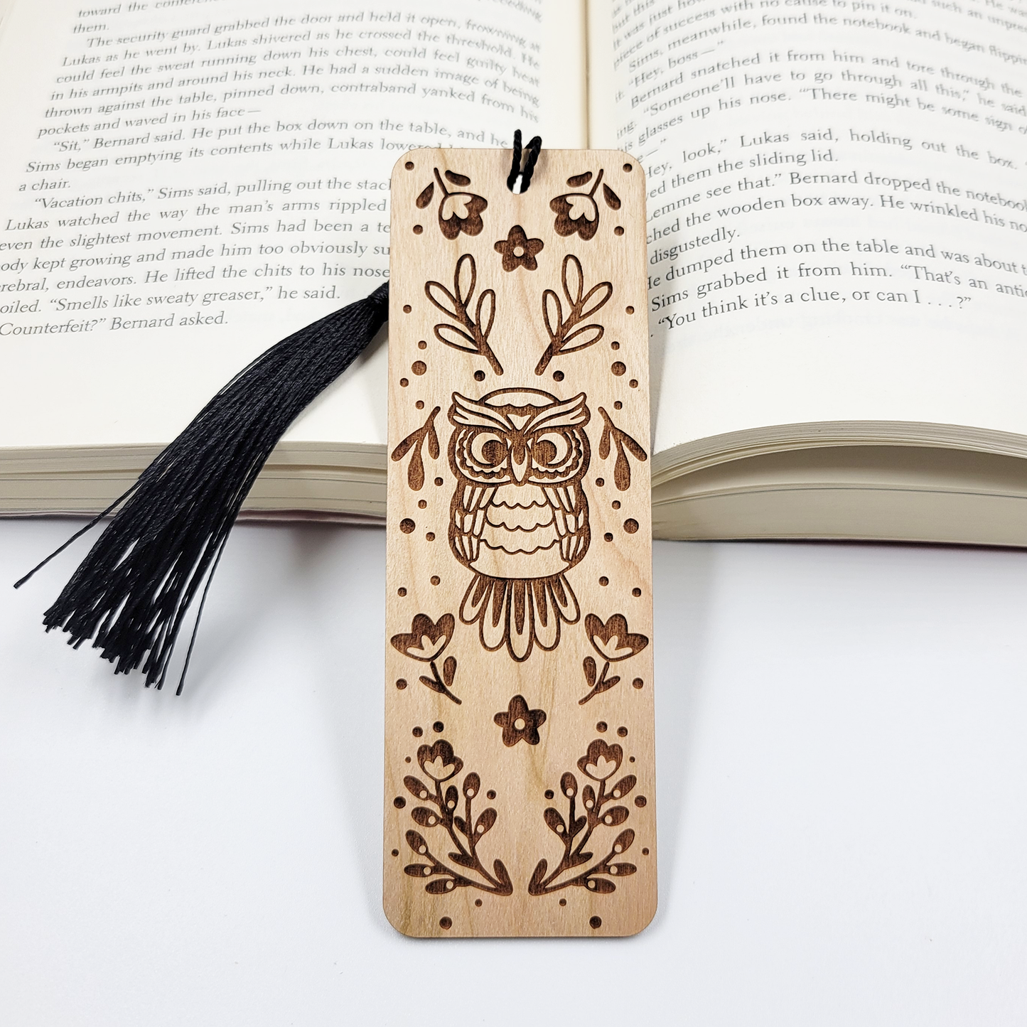 Folk Art Owl Wood Bookmark