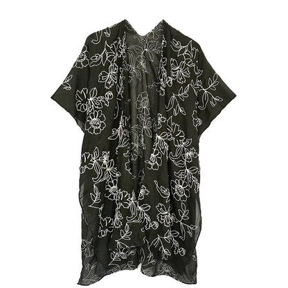 Floral Embroidered Lightweight Kimono