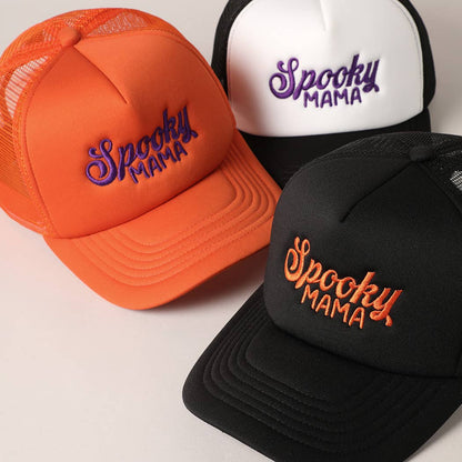 Spooky Mama Embroidered Mesh Back Trucker Hat