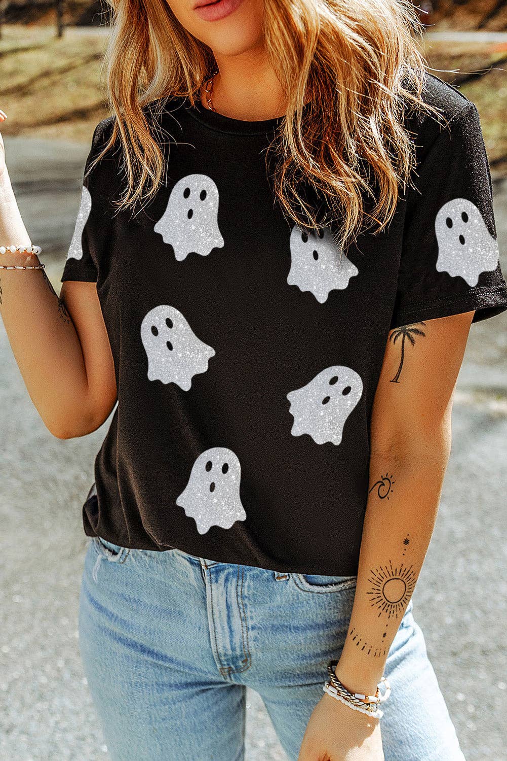 Glitter Ghost Halloween Tee