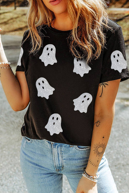 Glitter Ghost Halloween Tee
