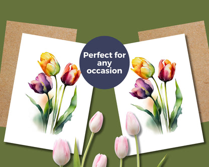 Watercolor Greeting Card - Tulips