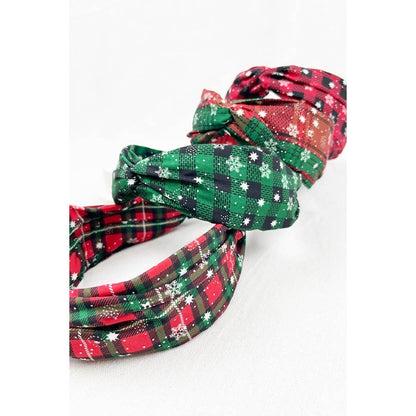 Plaid Snowflake Fabric Twist Headband