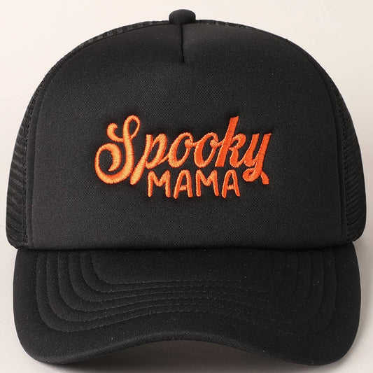 Spooky Mama Embroidered Mesh Back Trucker Hat