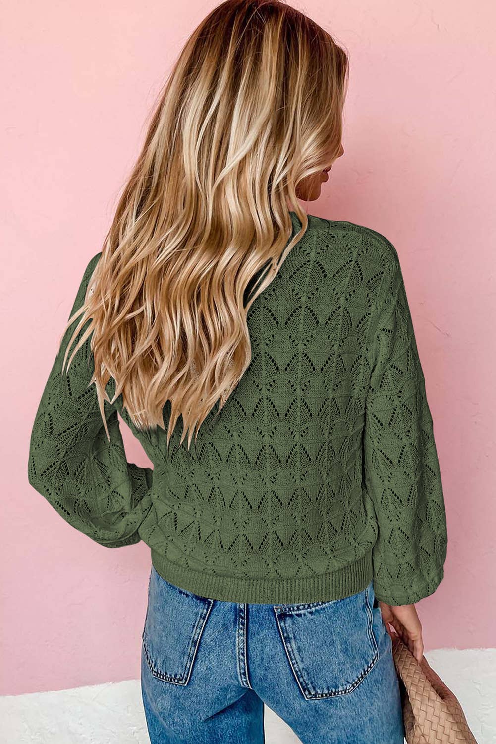 Green Lightweight Crochet Cardigan