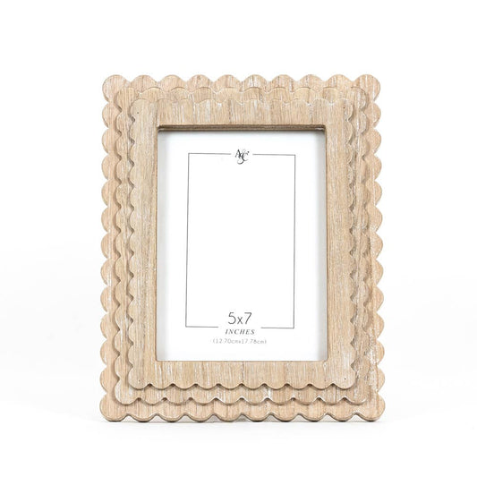 Scalloped Wood Photo Frame - Natural