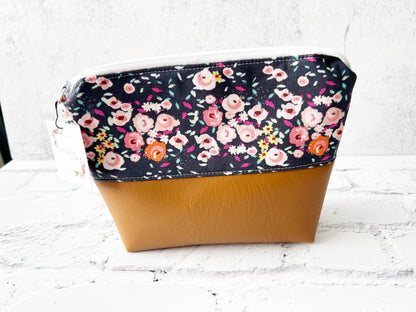 Black Floral Cosmetic Bag