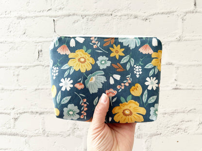 Blue Floral Small Cosmetics Bag