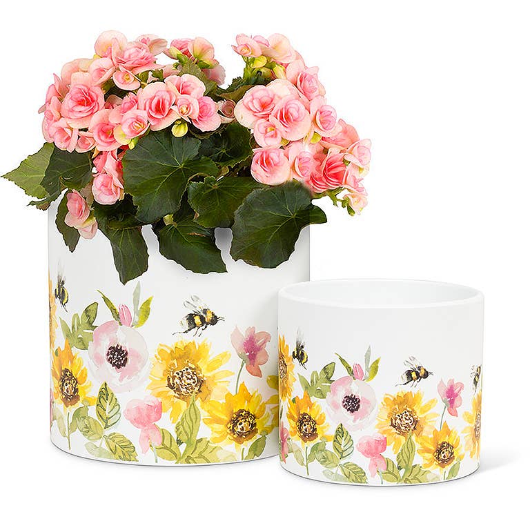 Lg Sunflowers & Bees Planter