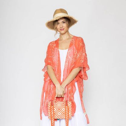 Floral Embroidered Lightweight Kimono