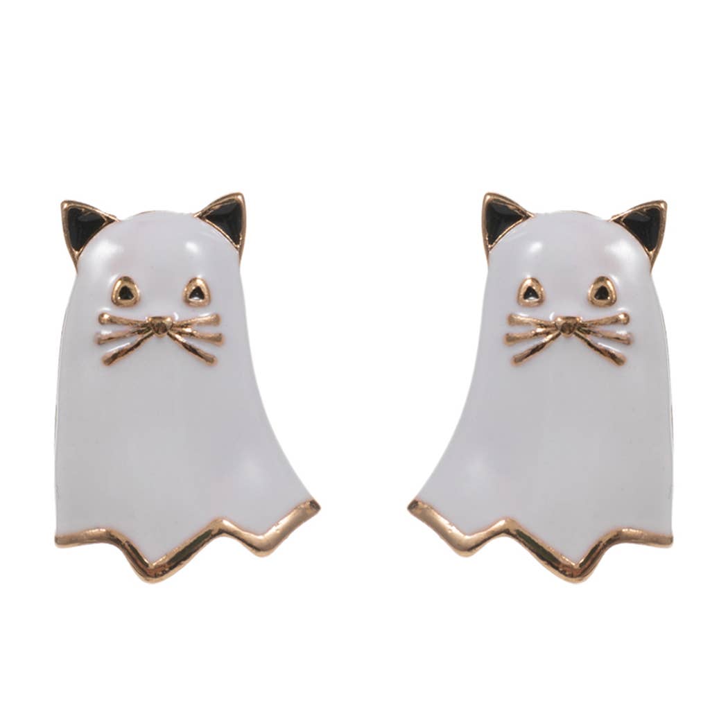 Halloween Ghost Cat Post Earring