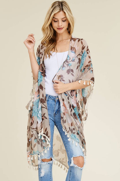 Autumn Floral Tassel Kimono