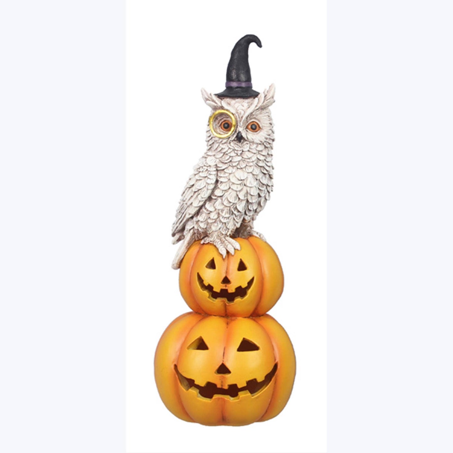 Owl with Stacked Pumpkin Halloween Figurine