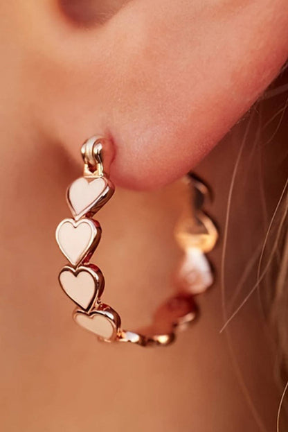White Heart Hoop Earrings