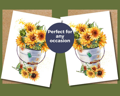 Watercolor Greeting Card - Sunflower Bouquet