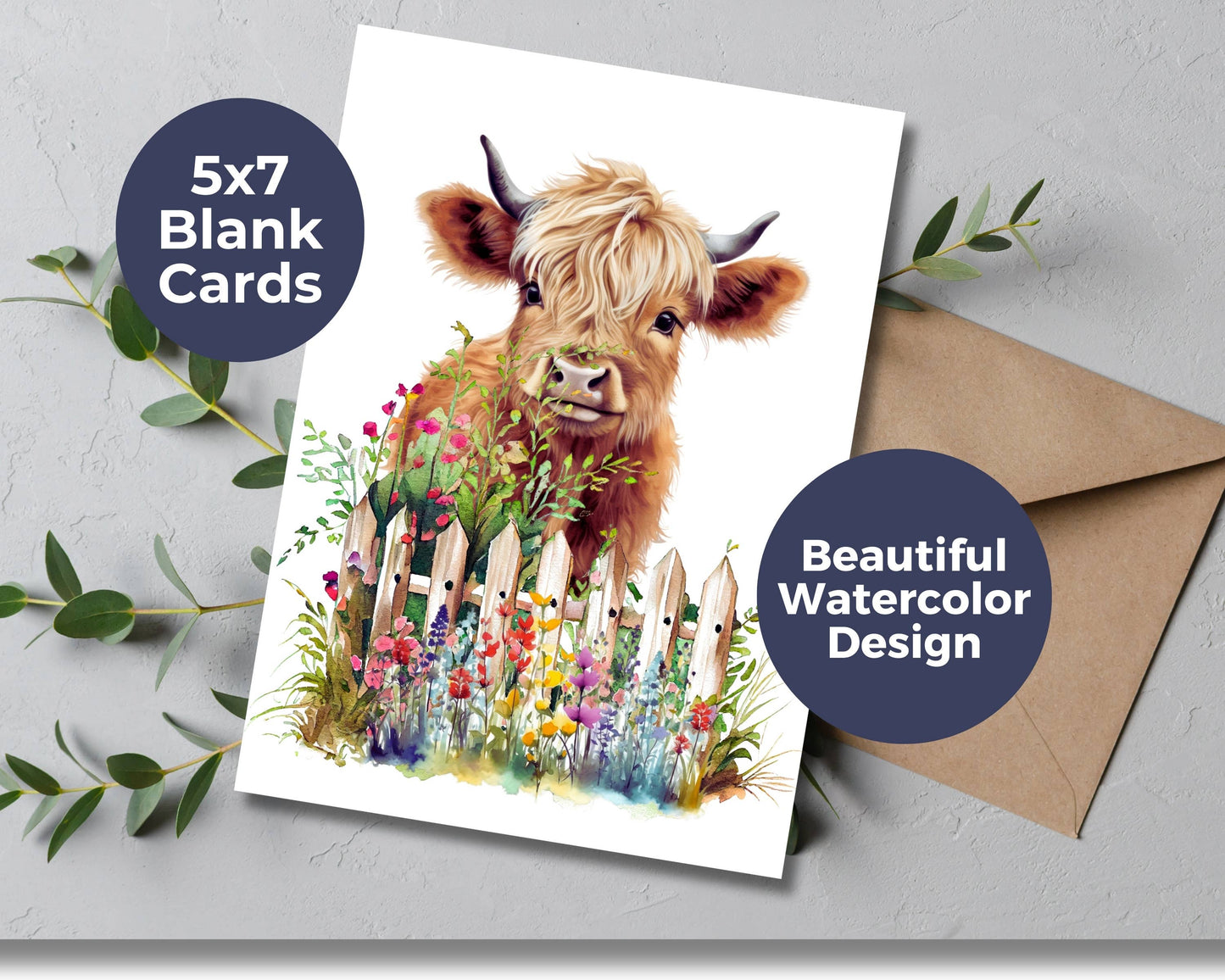 Watercolor Greeting Card - Highland Cow