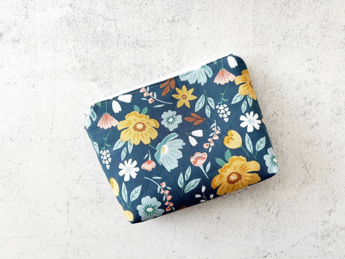 Blue Floral Small Cosmetics Bag