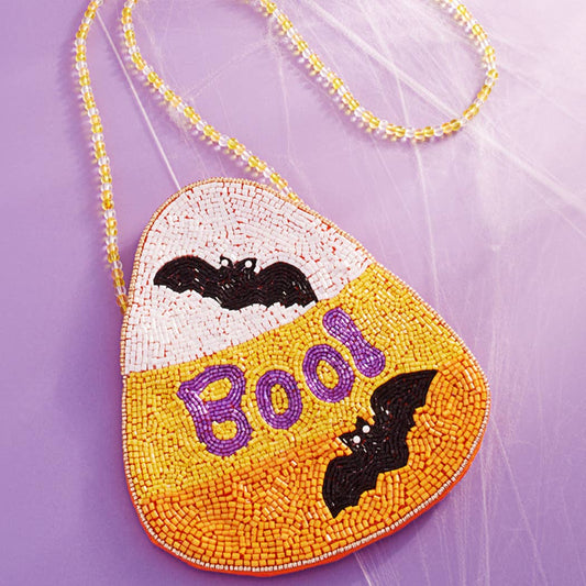 Halloween Beaded Candy Corn Crossbody Bag