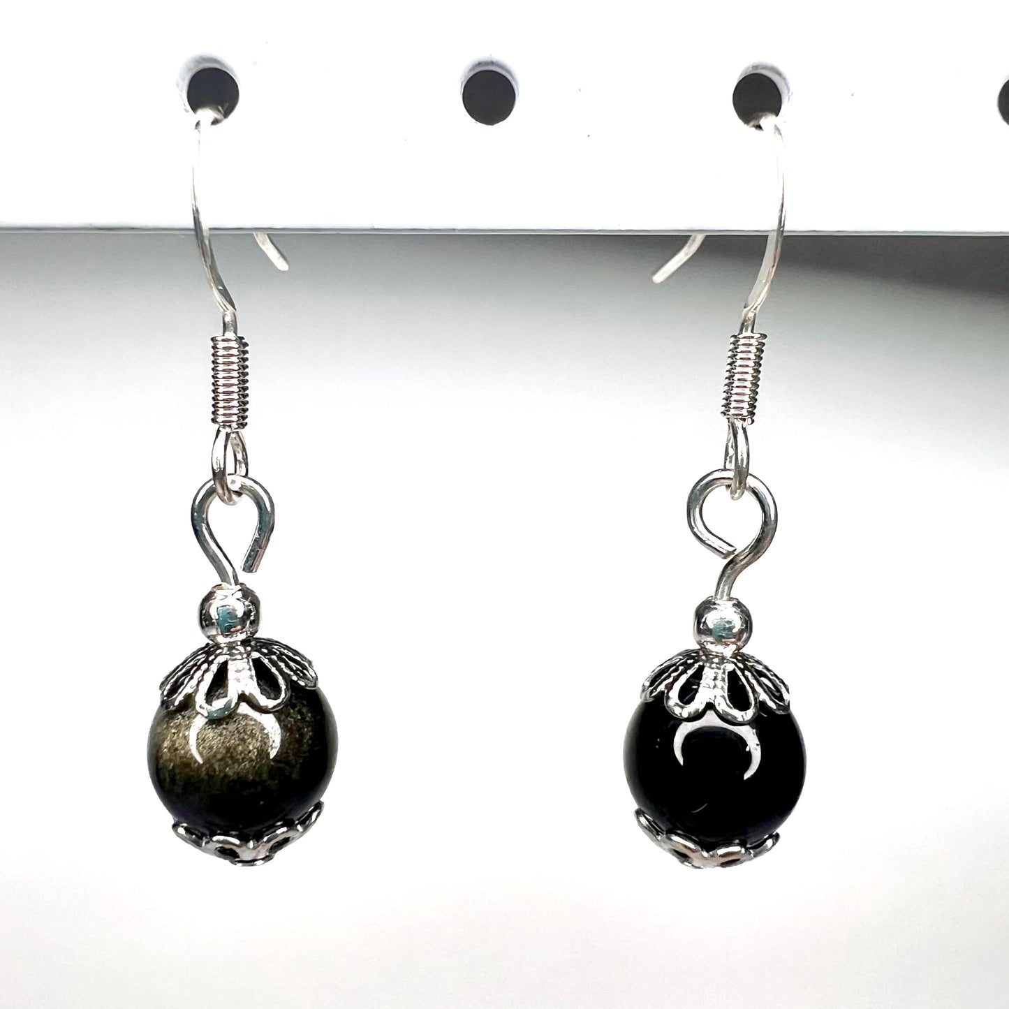 Golden Sheen Obsidian Earrings