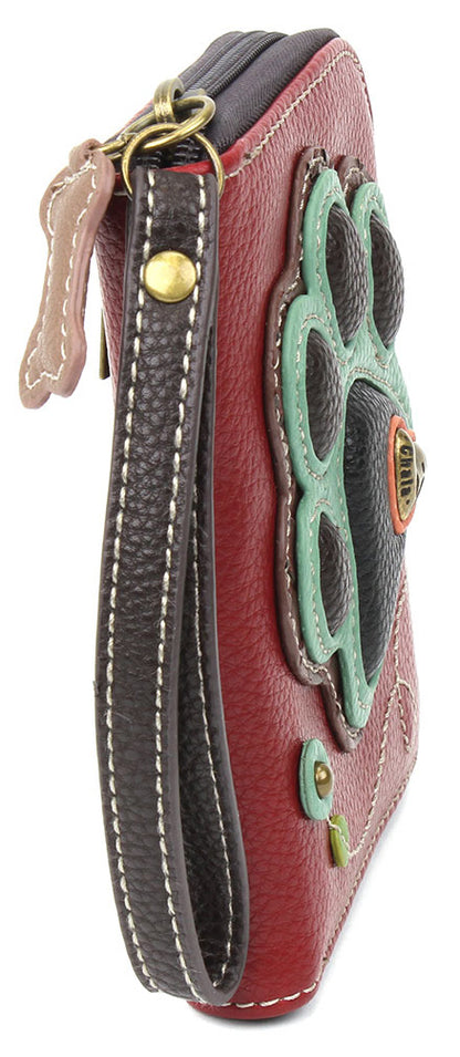 Chala Zip Around Wallet - Teal Pawprint