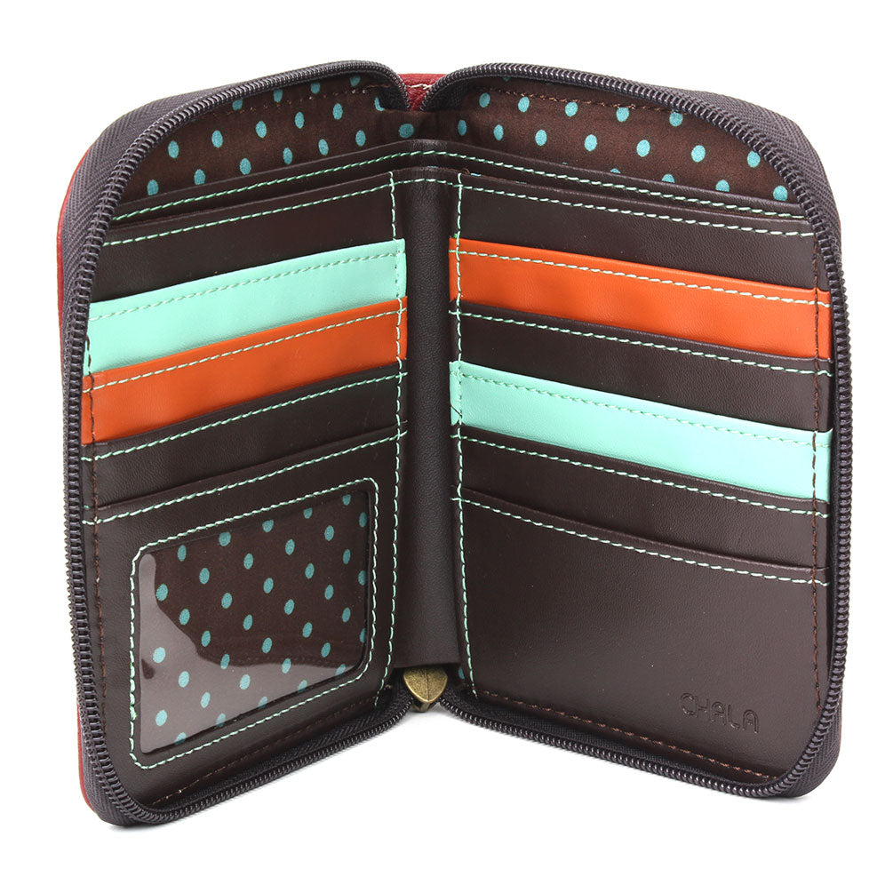 Chala Zip Around Wallet - Teal Pawprint