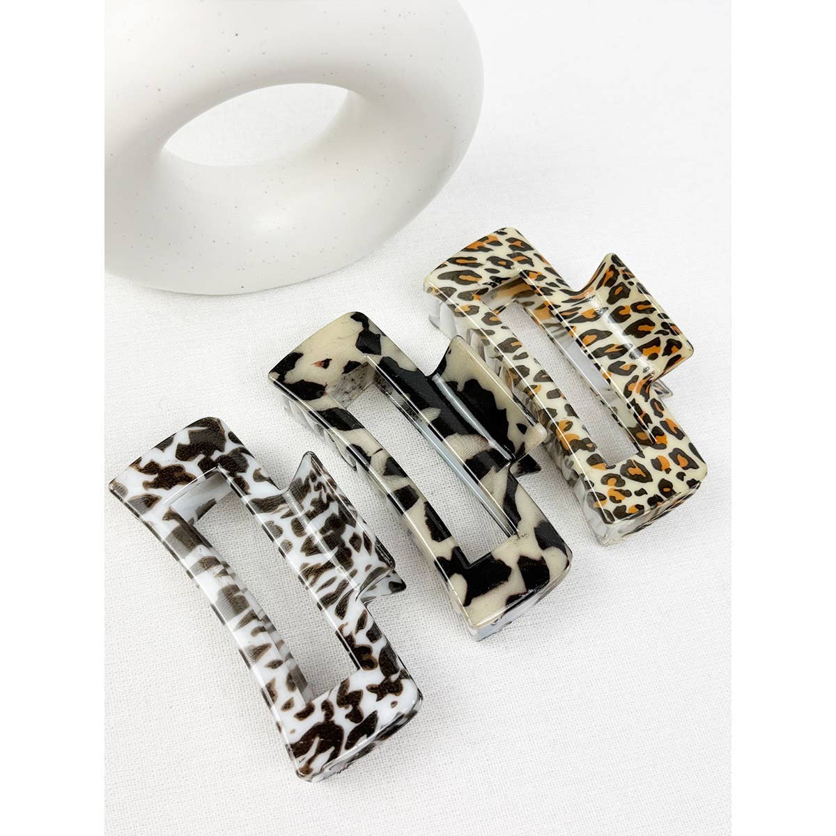 Leopard Print Rectangle Hair Claw