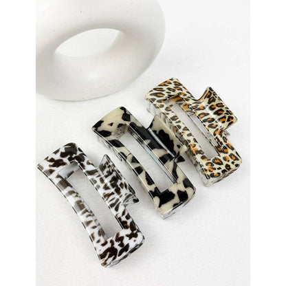 Leopard Print Rectangle Hair Claw