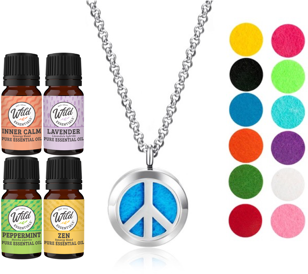 Peace Sign With 4 Oils Necklace