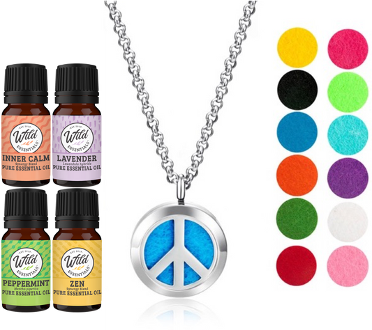 Peace Sign With 4 Oils Necklace