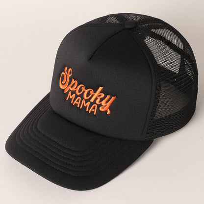 Spooky Mama Embroidered Mesh Back Trucker Hat