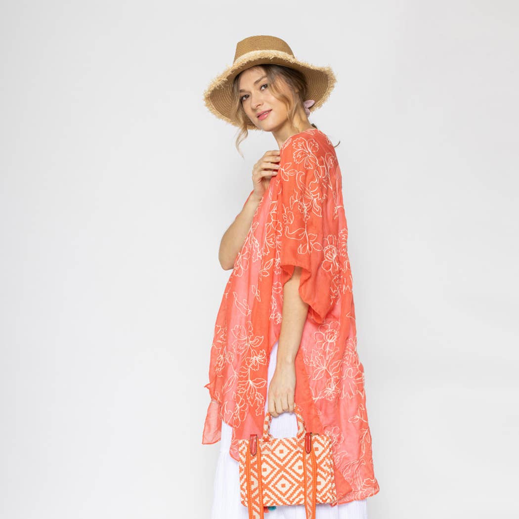 Floral Embroidered Lightweight Kimono