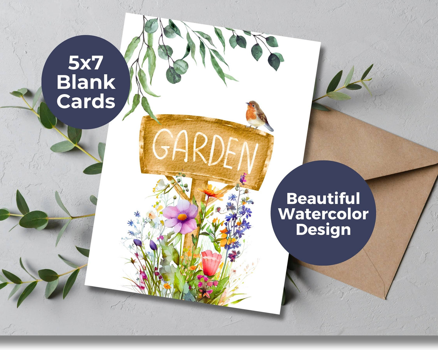 Watercolor Greeting Card - Garden Sign