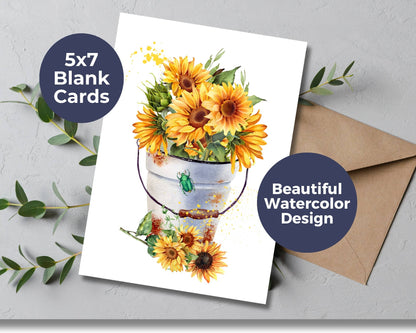 Watercolor Greeting Card - Sunflower Bouquet