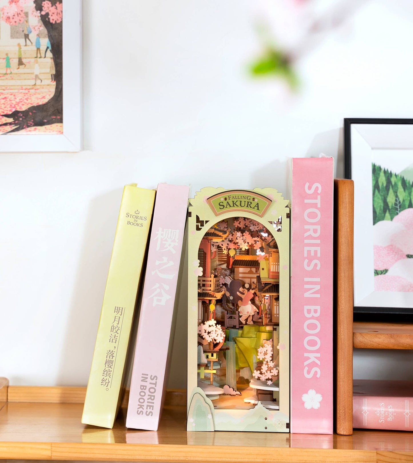 DIY Miniature House Book Nook Kit: Falling Sakura