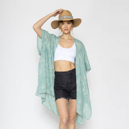 Floral Embroidered Lightweight Kimono