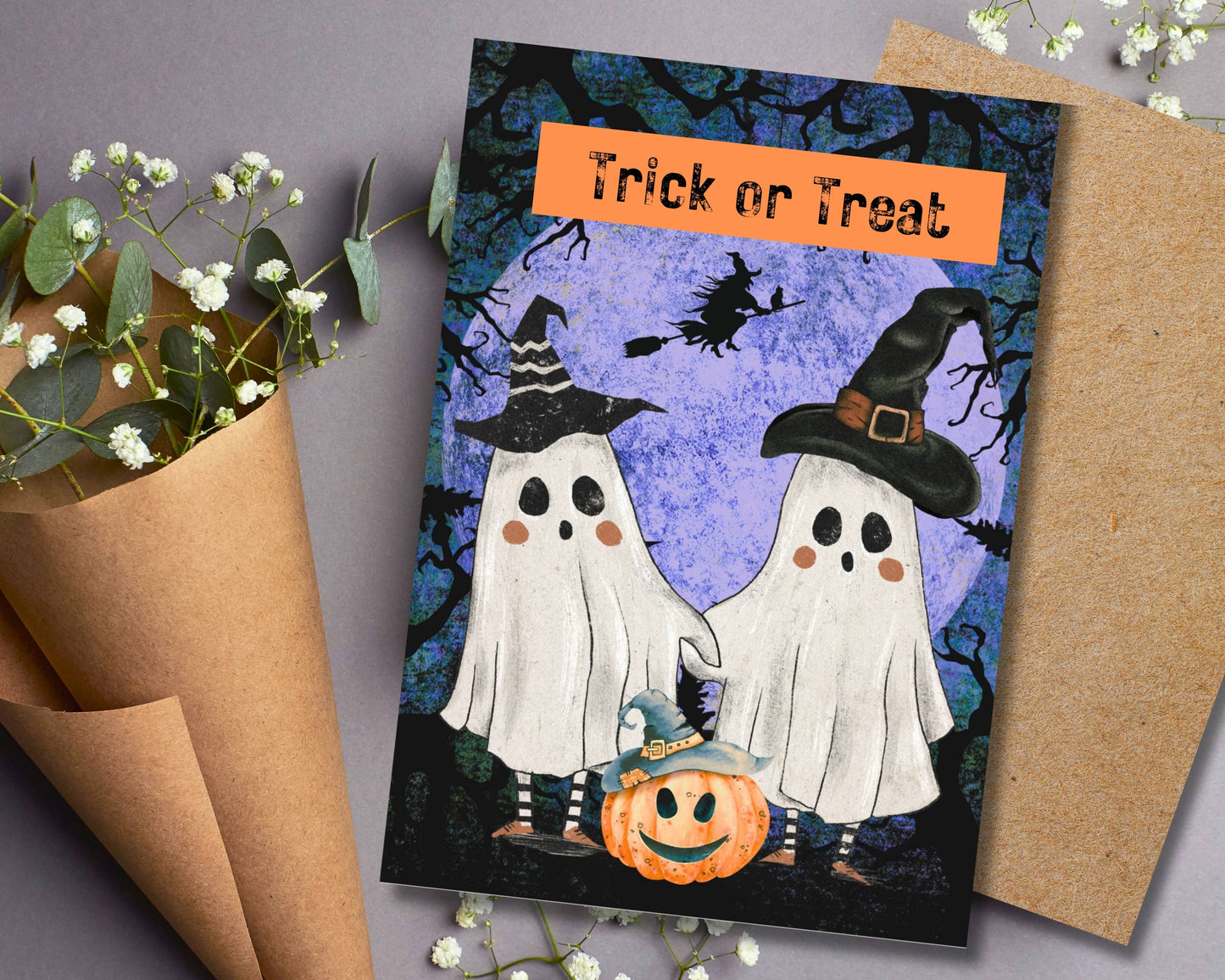 Halloween Greeting Card - Ghosts Trick Or Treat