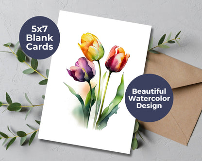 Watercolor Greeting Card - Tulips