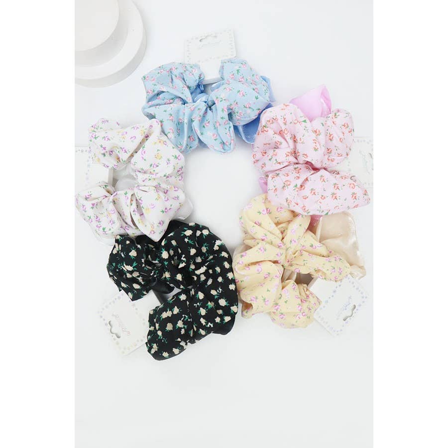 Solid Shimmer and Ditsy Floral Scrunchie 2-pack