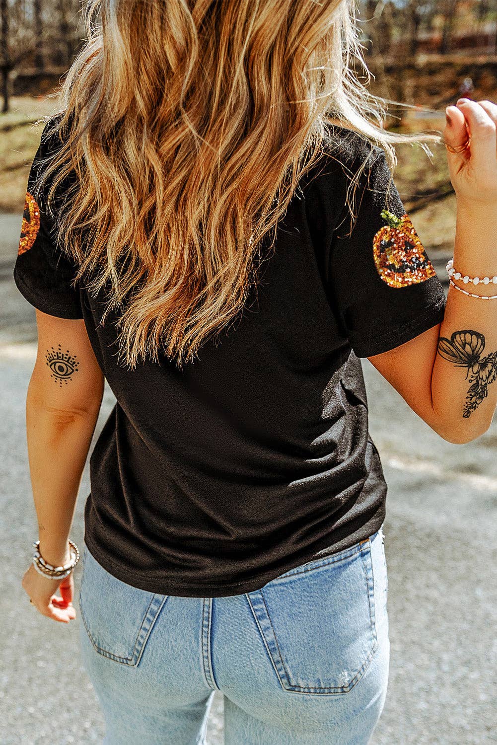 Sequin Pumpkin Halloween Tee