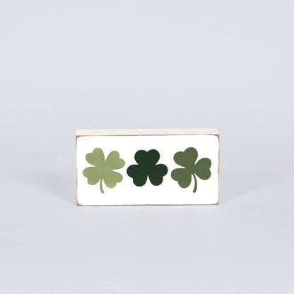 Reversible Wood Block: XOXO/CLOVER - Valentine's and St. Patrick's