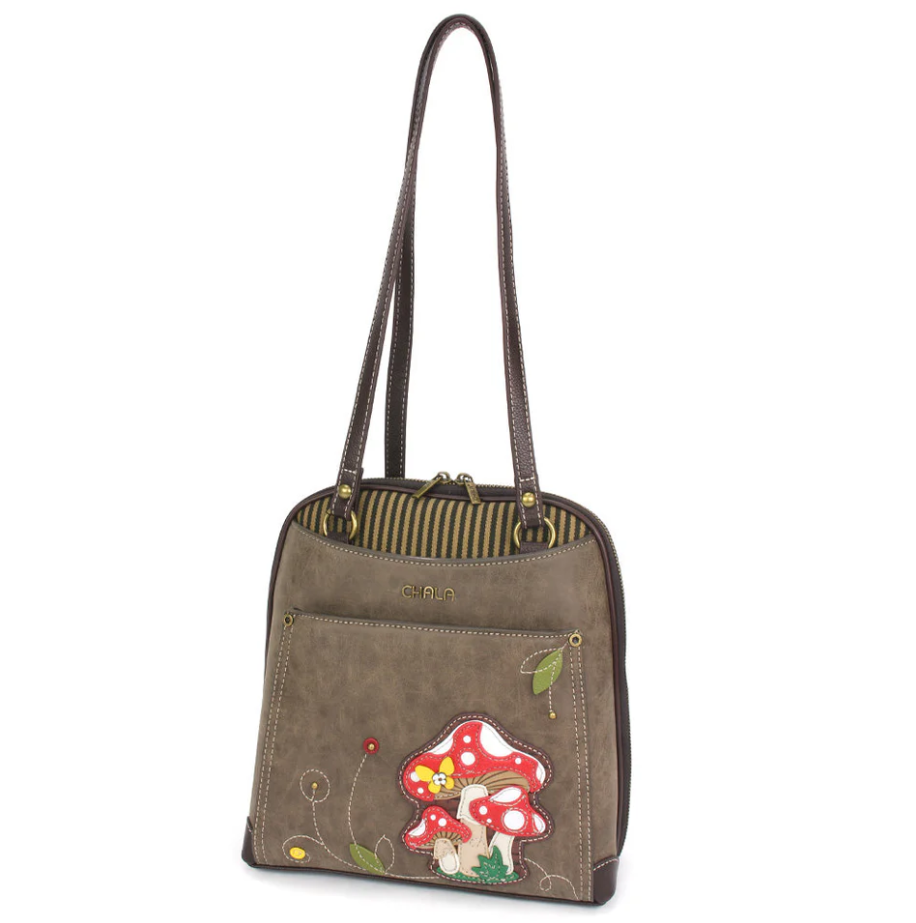 Chala Convertible Backpack Purse - Mushrooms