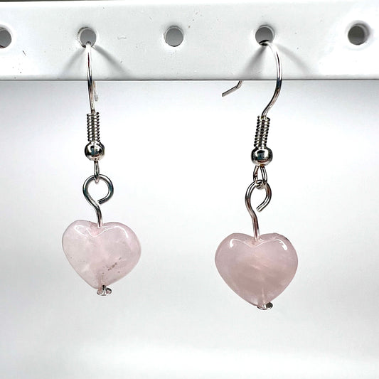 Rose Quartz Heart Earrings