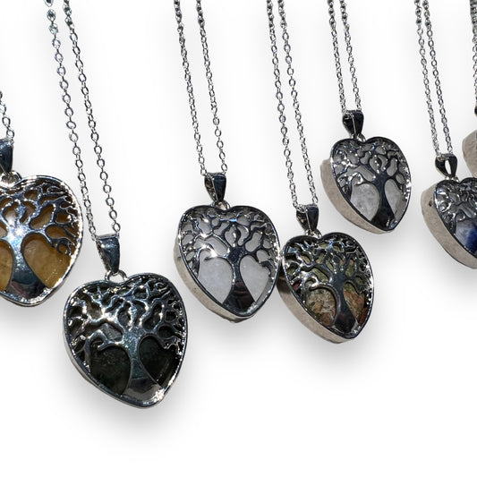 Heart Tree of Life Gemstone Pendants