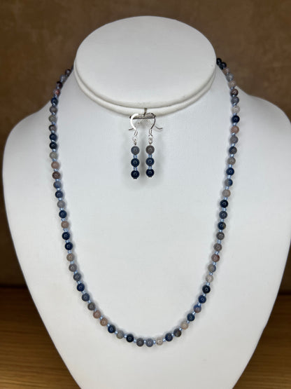 Stormy Sky Sodalite Necklace and Earrings Set