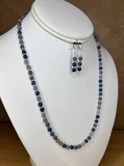 Stormy Sky Sodalite Necklace and Earrings Set