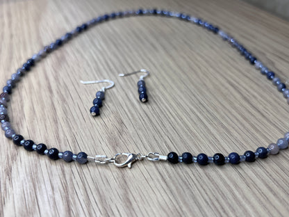 Stormy Sky Sodalite Necklace and Earrings Set