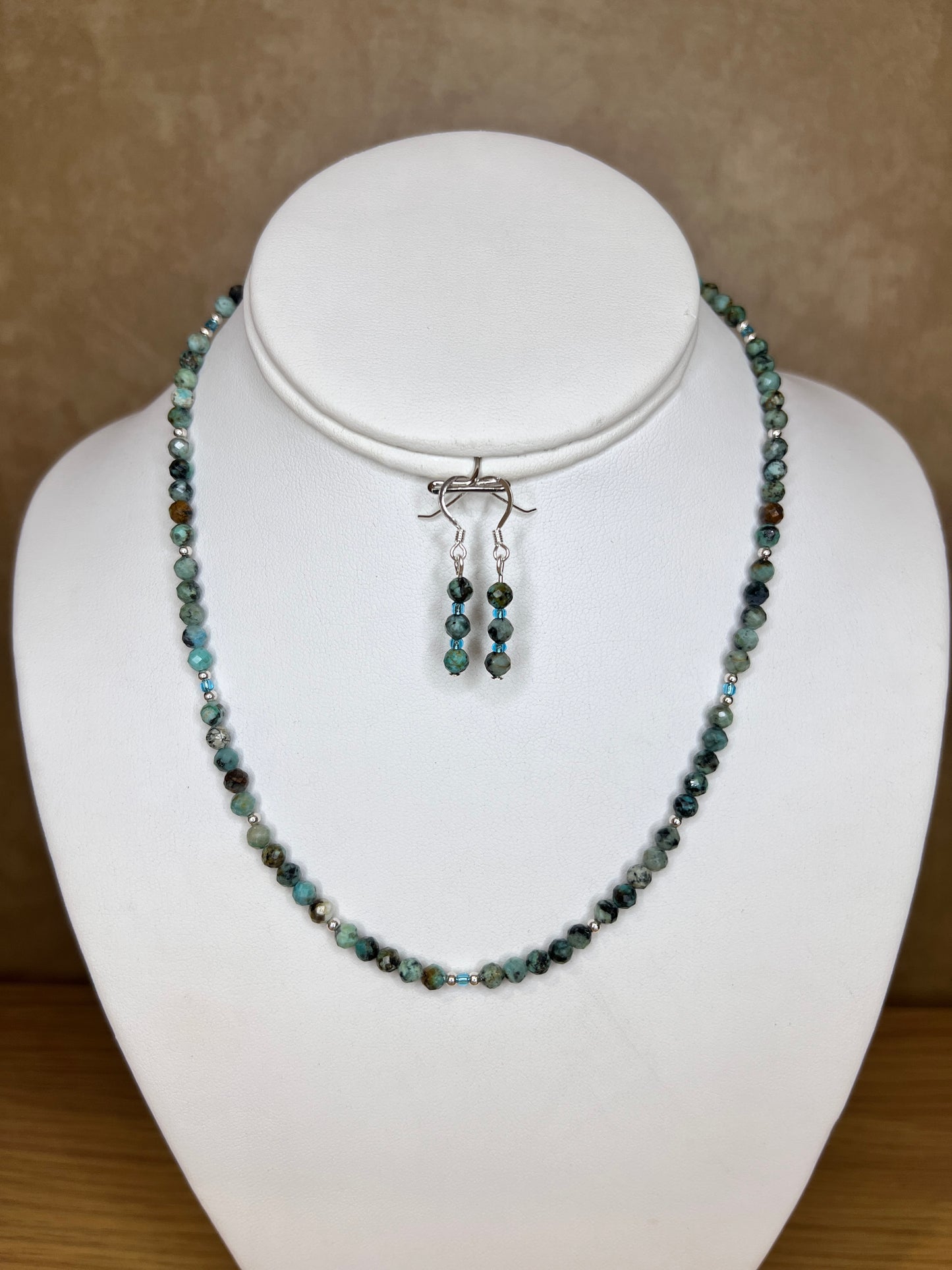 Blue Earth African Turquoise Necklace and Earrings Set