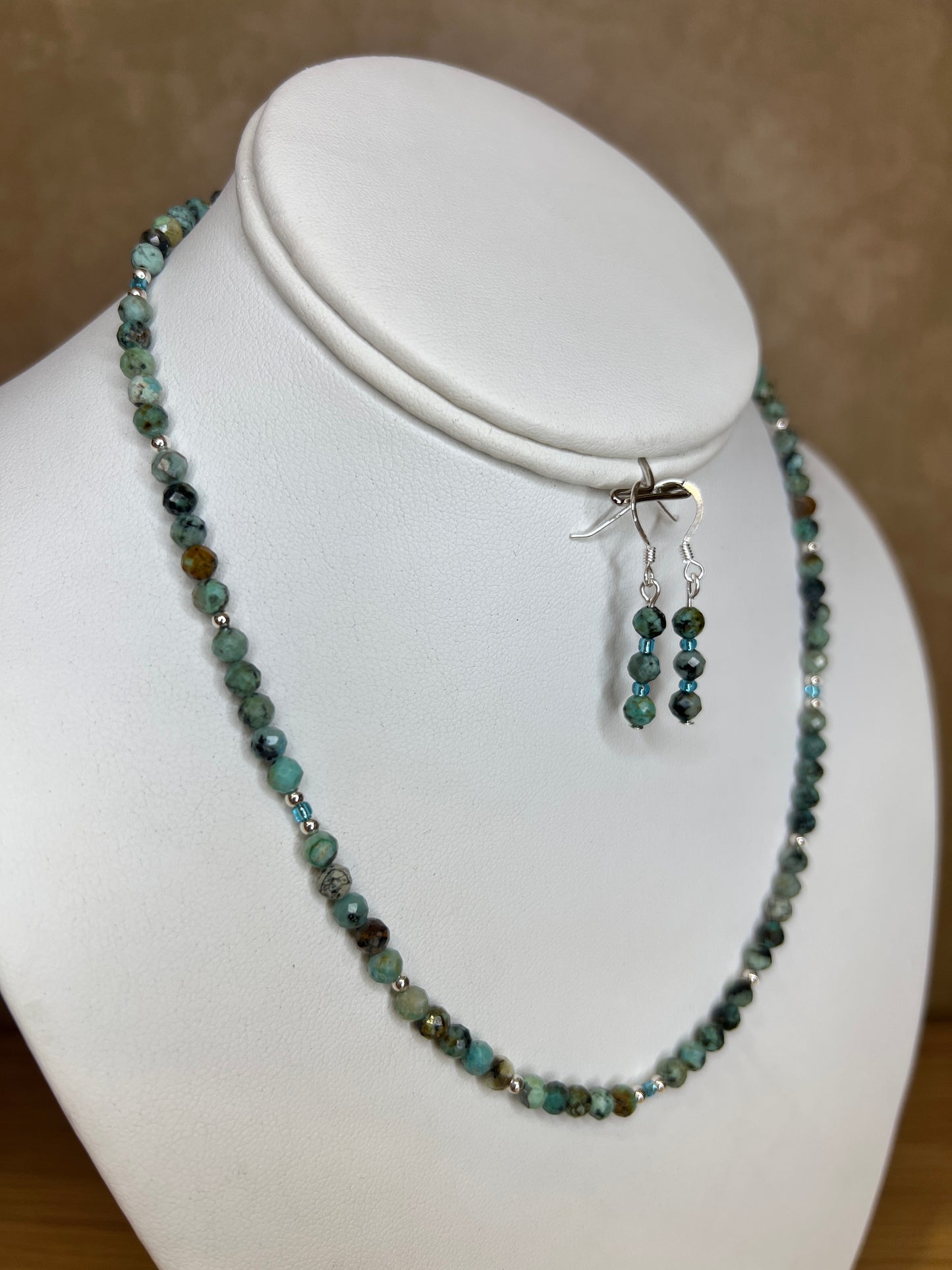 Blue Earth African Turquoise Necklace and Earrings Set