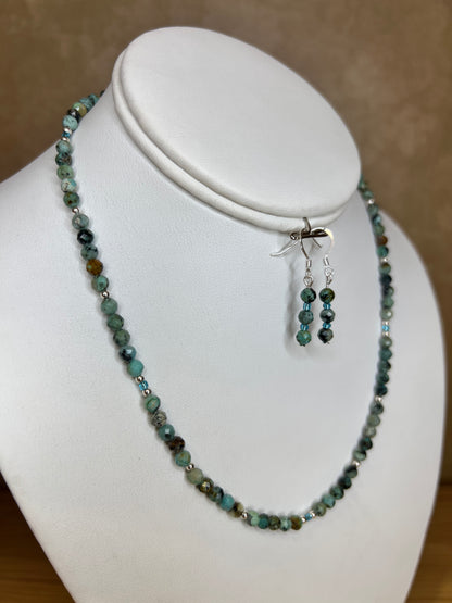 Blue Earth African Turquoise Necklace and Earrings Set